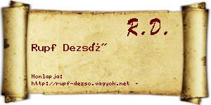 Rupf Dezső névjegykártya